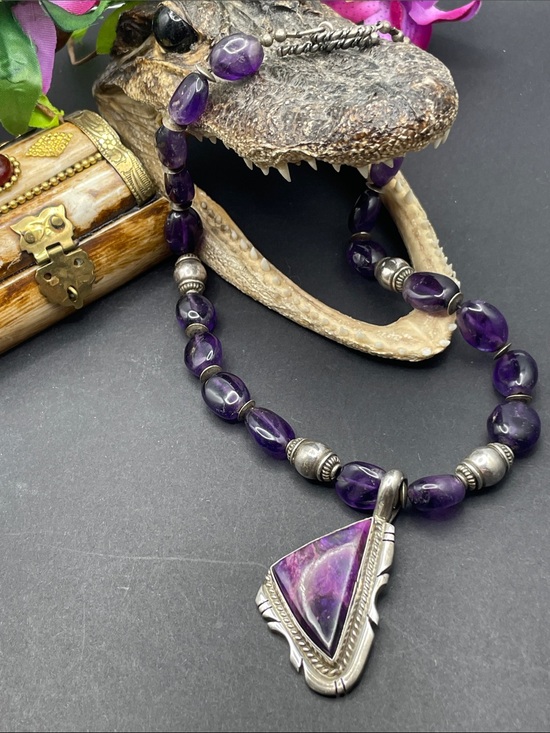 Gary G. Sanchez Jewelry - Gary G. Sanchez sugilite and amethyst beaded necklace Sterling silver B15